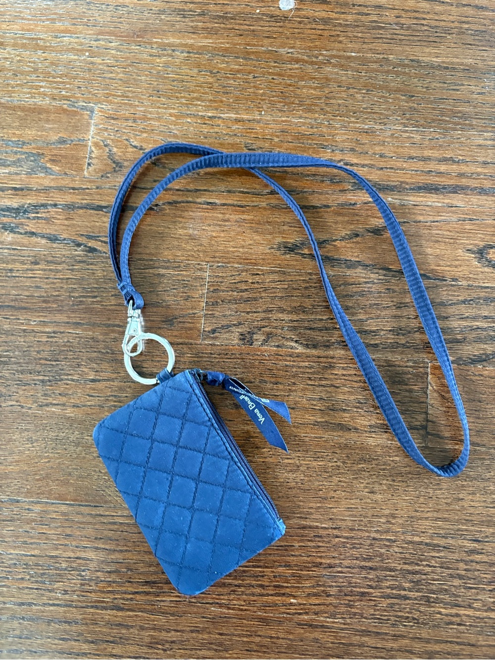 Vera Bradley Quilted Navy Lanyard Card Pouch